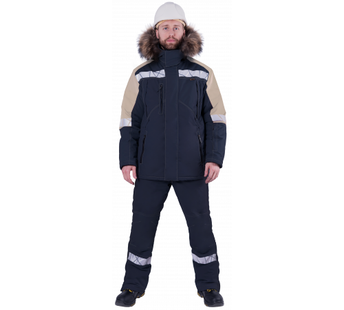 Куртка ХАЙ-ТЕК SAFETY зимняя, синий-бежевый