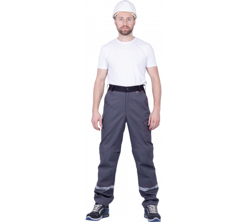 Брюки ХАЙ-ТЕК SAFETY летние, серый-красный-черный
