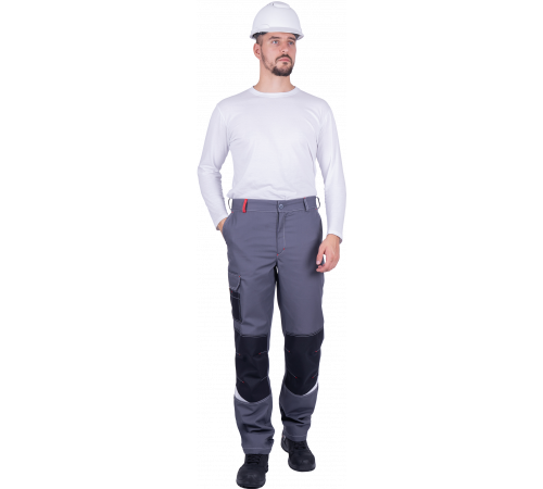 Брюки ТУРБО SAFETY летние, серый-черный-красный