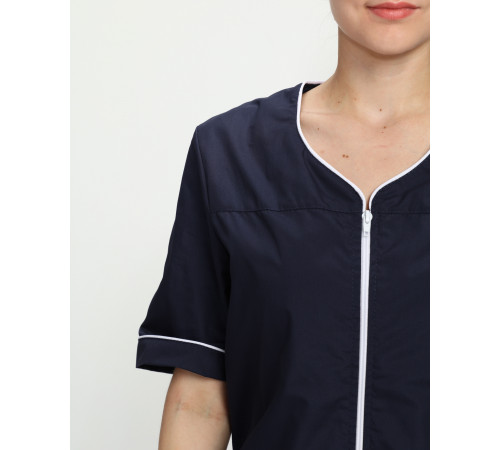 Халат женский Элла (тк.Смесовая,120), т.синий/белый в Ялте