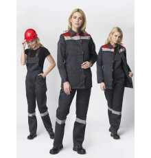 Костюм женский Веснис-2 СОП (тк.Смесовая,210) п/к, т.серый/красный