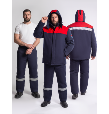 Костюм сварщика зимний 2кл.защиты (тк.Хлопок, 350), синий/красный (Кос053/14МСП)