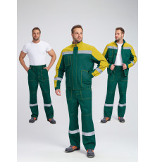 Костюм Бриготек-1 СОП (тк.Смесовая,260) брюки, зеленый/желтый