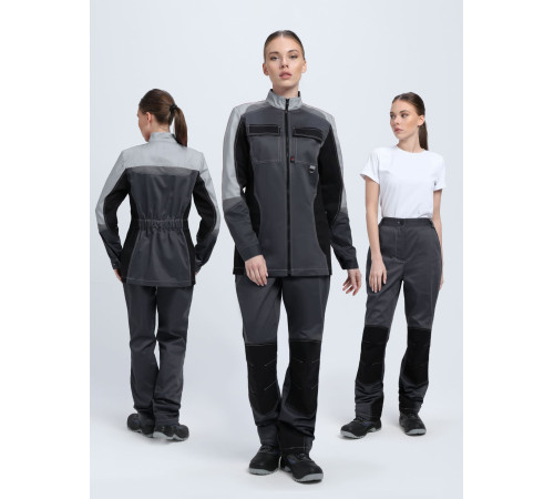 Костюм женский Вектрон-1 (тк.Смесовая,240) брюки, т.серый/св.серый/черный в Саках