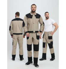 Костюм Вестгард-1 (тк.Канвас,260) брюки, бежевый/черный