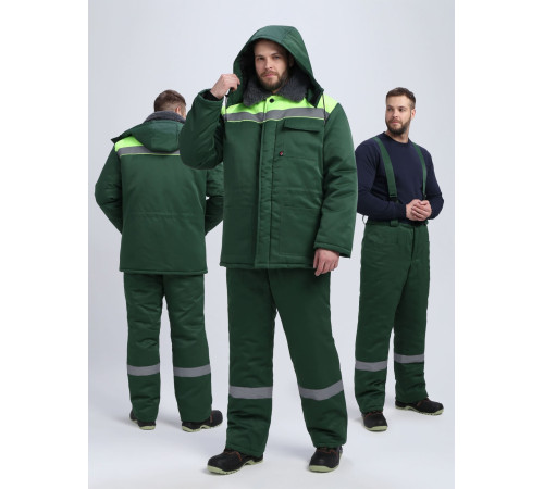 Костюм зимний Квайл-1 СОП (тк.Смесовая,210) брюки, т.зеленый/желтый в Алупке