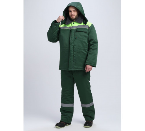 Костюм зимний Квайл-1 СОП (тк.Смесовая,210) брюки, т.зеленый/желтый в Алупке