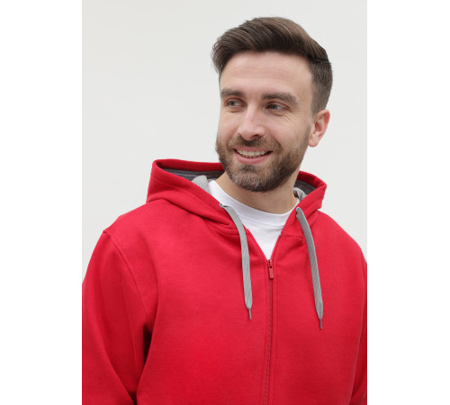 Толстовка  мужская STAN с капюшоном на молнии  футер с начёсом 280, 17,Красный (14)