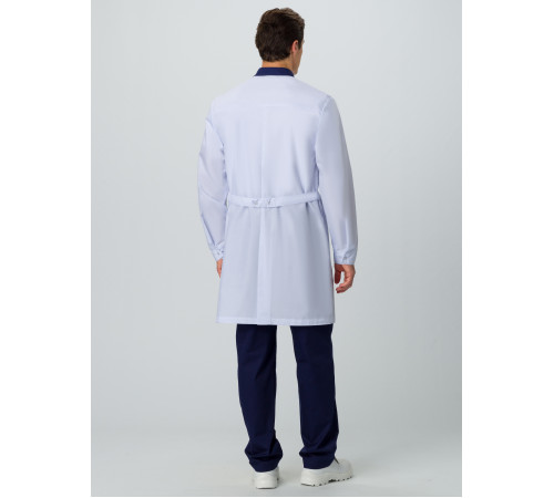 Халат мужской MedLine Марк (тк.Смесовая,120), белый/т.синий в Евпатории