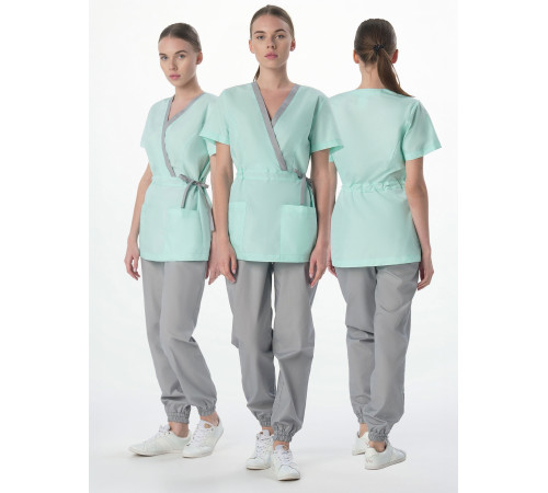 Костюм женский MedLine Арина (тк.Смесовая, 120), серый/мятный в Алупке
