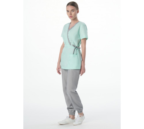 Костюм женский MedLine Арина (тк.Смесовая, 120), серый/мятный в Алупке