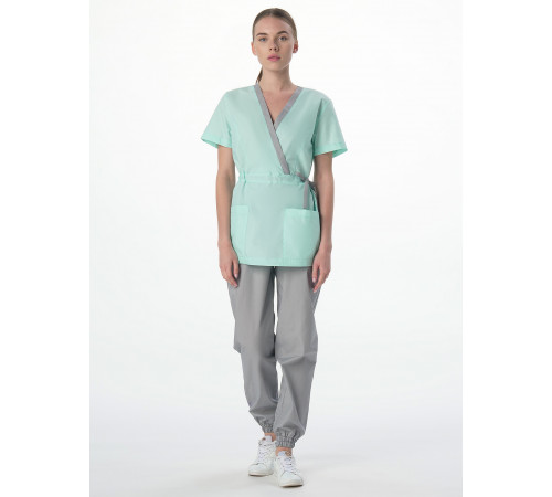 Костюм женский MedLine Арина (тк.Смесовая, 120), серый/мятный в Алупке