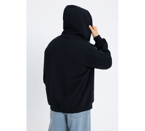 Толстовка Единый размер One size, с капюшоном на молнии футер без начёса 350, 72, Черный (20)