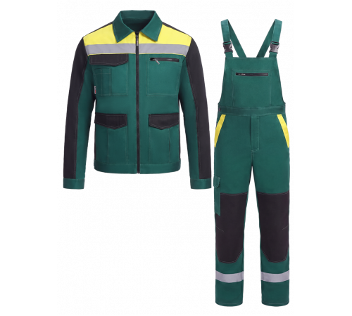Костюм ProfLineBase-2 (тк.Твил,210) п/к, зеленый/черный/желтый в Евпатории