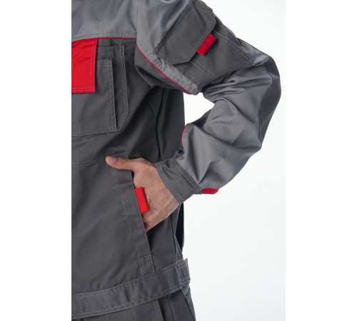 Костюм Драга-2 (тк.Смесовая МВО,240) п/к, т.серый/св.серый/красный в Мариуполе