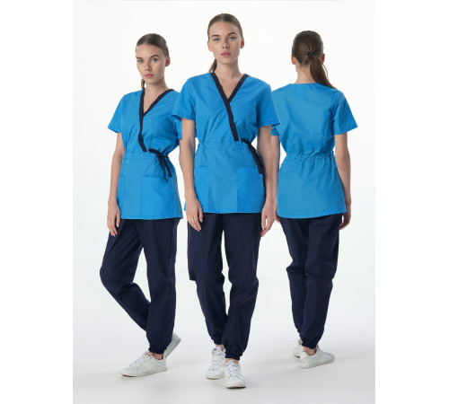 Костюм женский MedLine Арина (тк.Смесовая,120), т.синий/ярко-голубой в Севастополе
