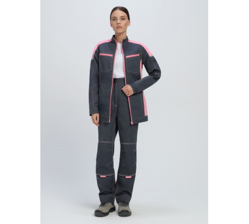 Костюм женский ProfLineSpecialist-1 (тк.Смесовая,240) брюки, серый/розовый в Бахчисарае