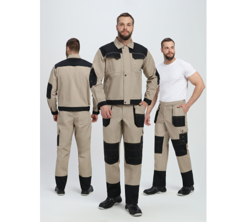 Костюм Вестгард-1 (тк.Канвас,260) брюки, бежевый/черный в Мелитополе
