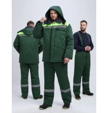 Костюм зимний Квайл-1 СОП (тк.Смесовая,210) брюки, т.зеленый/желтый