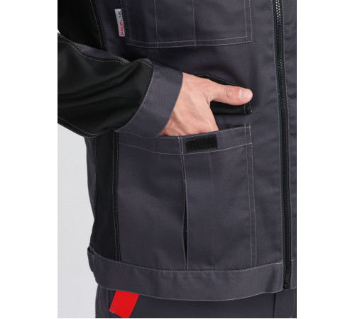 Костюм ProfLineBase-1 (тк.Твил,210) брюки, т.серый/черный/красный в Донецке