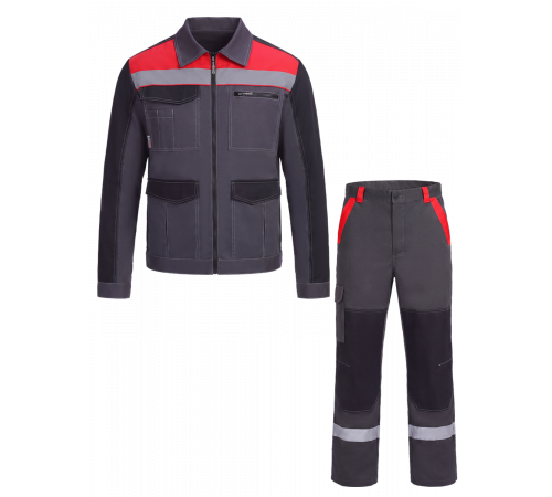Костюм ProfLineBase-1 (тк.Твил,210) брюки, т.серый/черный/красный в Донецке