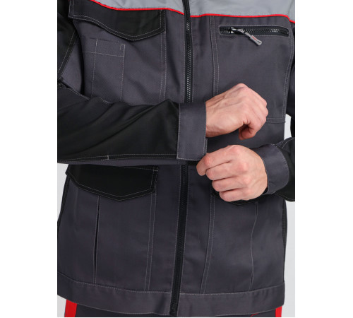 Костюм ProfLineBase-1 (тк.Твил,210) брюки, т.серый/черный/красный в Донецке