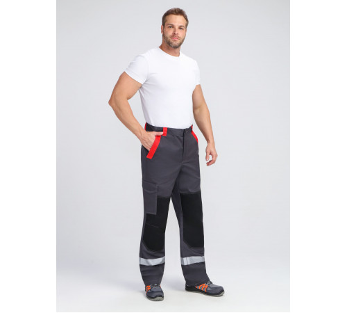 Костюм ProfLineBase-1 (тк.Твил,210) брюки, т.серый/черный/красный в Донецке