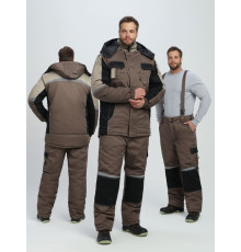 Костюм зимний Вектрон-1 (тк.Смесовая,240) брюки, коричневый/черный/бежевый