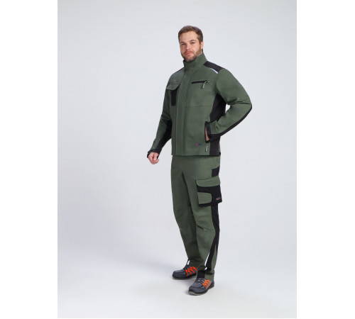 Костюм ProfLineLeader-1 (тк.Хлопок/Спандекс,260) брюки, хаки/черный в Донецке