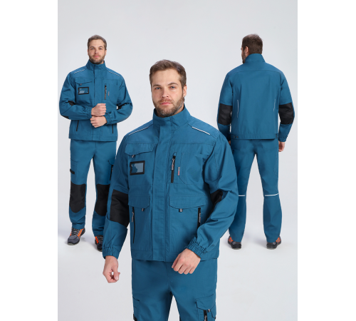 Куртка ProfLineSpecialist (тк.РипСтоп,240), циан/черный в Алупке