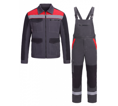 Костюм ProfLineBase-2 (тк.Твил,210) п/к, т.серый/черный/красный в Щелкино