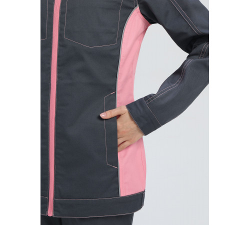 Куртка женская ProfLineSpecialist (тк.Смесовая,240), серый/розовый в Ялте
