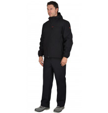 Костюм СИРИУС-АЗОВ с капюшоном черный софтшелл, 350 г/м2