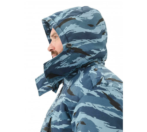 Куртка мужская на поясе Охрана зимняя, кмф серый вихрь (с капюшоном), ткань: ТВИЛ-240 в Луганске