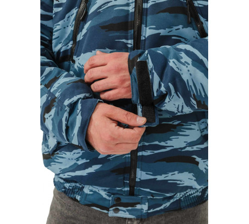 Куртка мужская на поясе Охрана зимняя, кмф серый вихрь (с капюшоном), ткань: ТВИЛ-240 в Луганске
