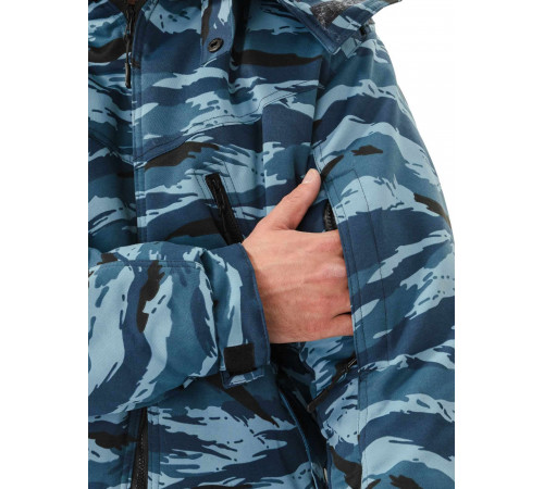 Куртка мужская на поясе Охрана зимняя, кмф серый вихрь (с капюшоном), ткань: ТВИЛ-240 в Луганске