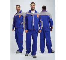 Костюм Драга-1 (тк.Смесовая МВО,240) брюки, васильковый/св.серый/оранжевый