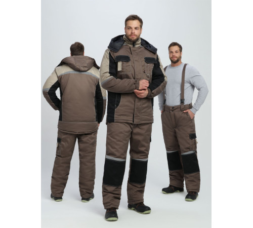 Костюм зимний Вектрон-1 (тк.Смесовая,240) брюки, коричневый/черный/бежевый в Евпатории
