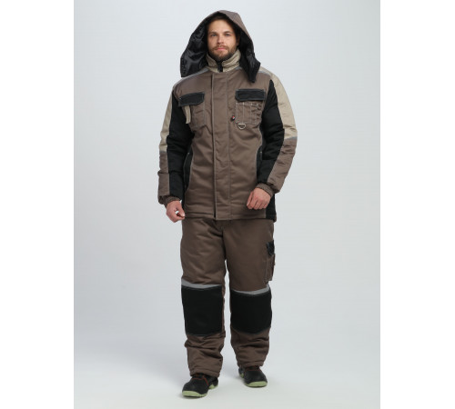 Костюм зимний Вектрон-1 (тк.Смесовая,240) брюки, коричневый/черный/бежевый в Евпатории