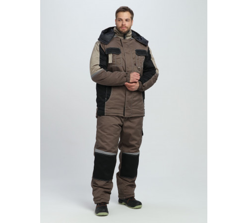 Костюм зимний Вектрон-1 (тк.Смесовая,240) брюки, коричневый/черный/бежевый в Евпатории