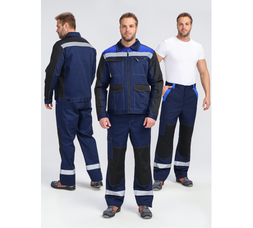 Костюм ProfLineBase-1 (тк.Твил,210) брюки, т.синий/черный/васильковый в Керчи