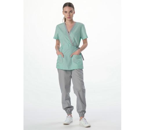 Костюм женский MedLine Арина (тк.Смесовая,120), серый/мятный в Севастополе