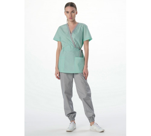 Костюм женский MedLine Арина (тк.Смесовая,120), серый/мятный в Севастополе