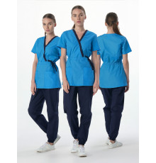Костюм женский MedLine Арина (тк.Смесовая,120), т.синий/ярко-голубой