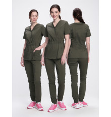 Костюм женский хирургический MedLine (тк.Стрейч,120), хаки