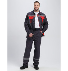 Костюм Итрорис-1 СОП (тк.Саржа,250) брюки, т.серый/красный
