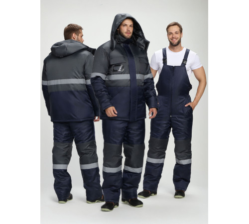 Костюм зимний Мегрес-2 СОП (тк.OxLine,90) п/к, т.серый/т.синий в Саках