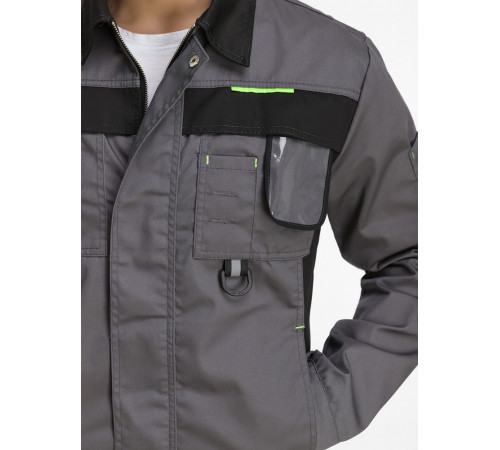 Костюм рабочий мужской летний RONTA KS810 с полукомбинезоном темно-серый, черный, лаймовый