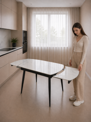 Стол керамогранит кухонный 120x180x80x75 см раздвижной металл BZ-DT2XS 2 кор Baizheng