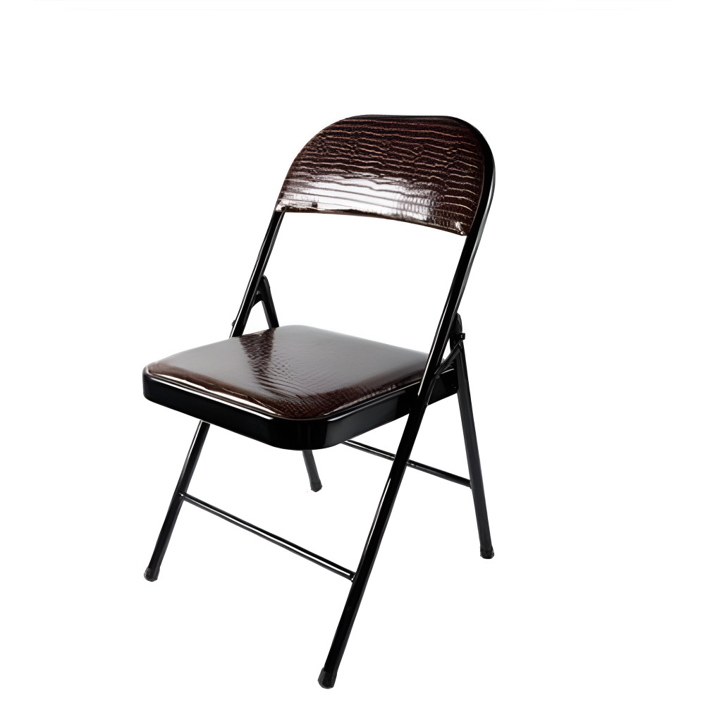 Стул металлический складной Baizheng 76×46×44 см, винилискожа, коричневый